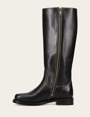 Women's Black Campus Low Heel Tall Riding Boot - Black