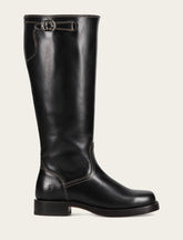 Women's Black Campus Low Heel Tall Riding Wide Calf Boot - Black