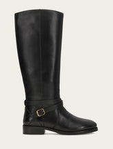 Women's Black Melissa Belted Riding Wide Calf Boot - Black