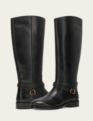 Women's Black Melissa Belted Riding Wide Calf Boot - Black