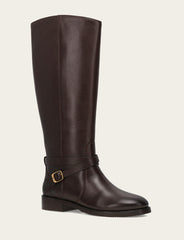 Women's Dark Brown Melissa Belted Riding Wide Calf Boot - Dark Brown