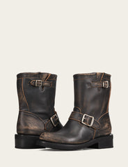 Women's Distressed Black Viv Short Engineer Boot - Distressed Black
