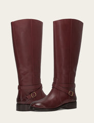 Women's Merlot Melissa Belted Riding Wide Calf Boot - Merlot