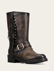 Women's Black Viv Fringe Engineer Boot - Black