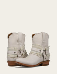 Women's Ivory Billy Harness Ruffle Boots - Ivory