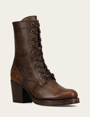 Women's Distressed Dk Brown Jean Lace Up Boot - Distressed Dark Brown