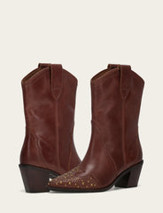 Women's Saddle Sara Wingtip Stud Western Boots - Saddle