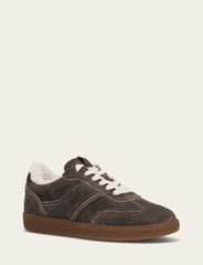 Women's Dark Truffle Milly Low Lace Shearling Sneaker - Dark Truffle