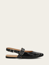 Women's Black Heather Slingback Studded Shoe - Black