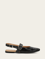 Women's Black Heather Slingback Studded Shoe - Black
