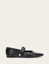 Women's Black Heather Buckle Mary Jane Flats - Black
