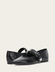 Women's Black Heather Buckle Mary Jane Flats - Black