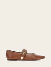 Women's Dark Latte Heather Buckle Mary Jane Flats - Dark Latte
