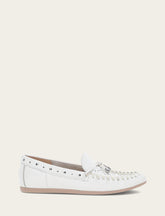 Women's White Naya Stud Moc Loafers - White