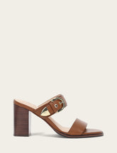 Women's Dark Latte Stella Buckle Slide Sandals - Dark Latte