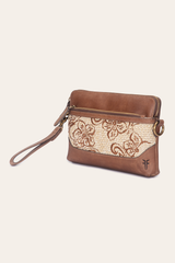 Women's Floral Crossbody Wristlet Wallet - Cognac