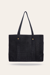 Melissa Sueded Croco Shopper in Black - Black