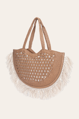 Women's Ella Tassel Tote Bag in Beige - Beige