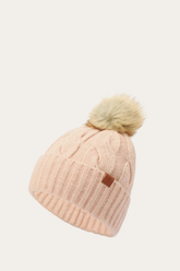 Rose Cloud Wide Cable Cuff Hat - Rose Cloud