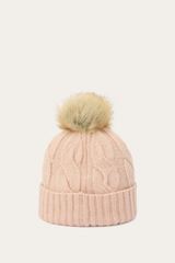 Rose Cloud Wide Cable Cuff Hat - Rose Cloud