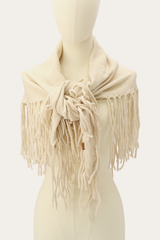 Birch Long Fringe Triangle Scarf - Birch