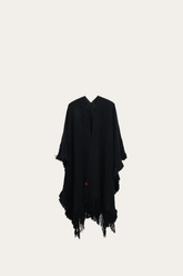 Navy Blazer Embellished Fringe Ruana - Navy Blazer