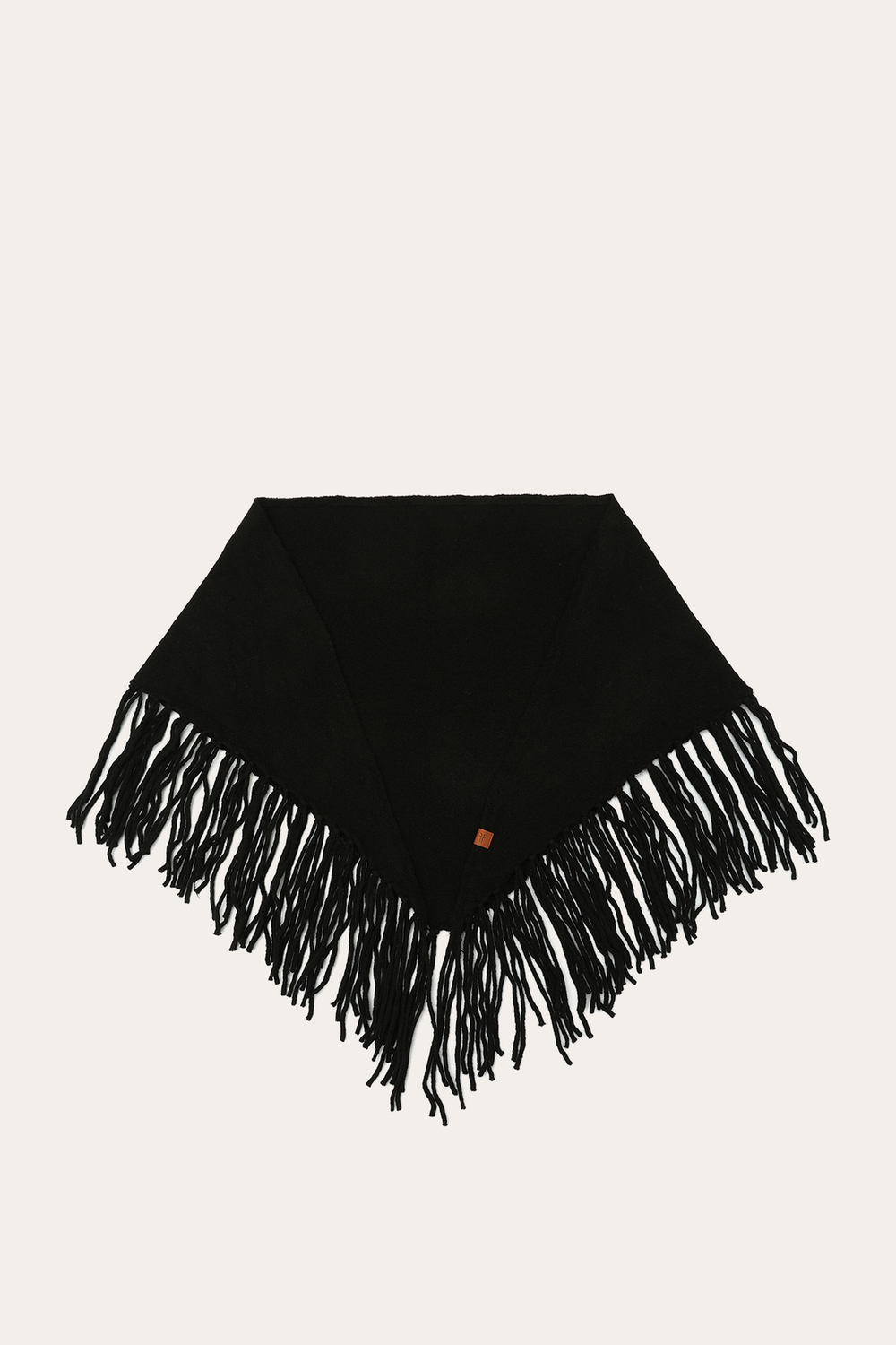 Black Long Fringe Triangle Scarf - Black