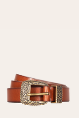 25mm Tan Logo Western Belt - Tan