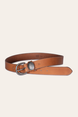 Women’s Beige 35mm Belt With Concho On Loop - Beige