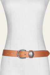 Women’s Beige 35mm Belt With Concho On Loop - Beige