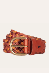 35mm Tonal Woven Leather Belt in Tan - Tan