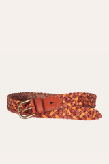 35mm Tonal Woven Leather Belt in Tan - Tan