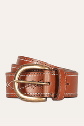 40mm Tan Belt With 2-Tone Stitch - Tan