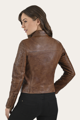 Cordially Modern Biker Jacket - Moka Tobacco