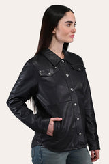 Women’s Black Obadiah Leather Shacket - Black