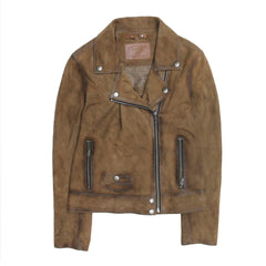 Women’s Dark Taupe Oakley Vintage Suede Biker Jacket - Dark taupe