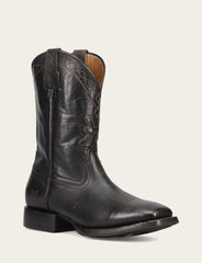 Men's Black Hauser Logo Stitch Boots - Black