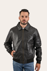 Men’s Dark Brown Dusty Trucker Leather Jacket - Dark Brown