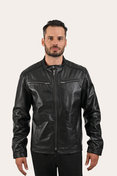 Men’s Black Pioneer Racer Leather Jacket - Black
