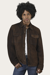 Men’s Dark Brown Brock Classic Suede Shacket - Dark Brown