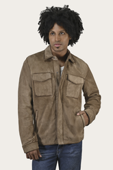 Men’s Taupe Brock Suede Utility Shacket - Taupe