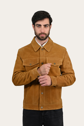 Men’s Tan Trailblazer Trucker Suede Jacket - Tan