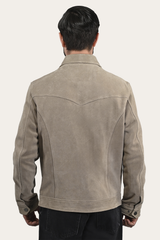 Men’s Taupe Trailblazer Suede Trucker Jacket - Taupe