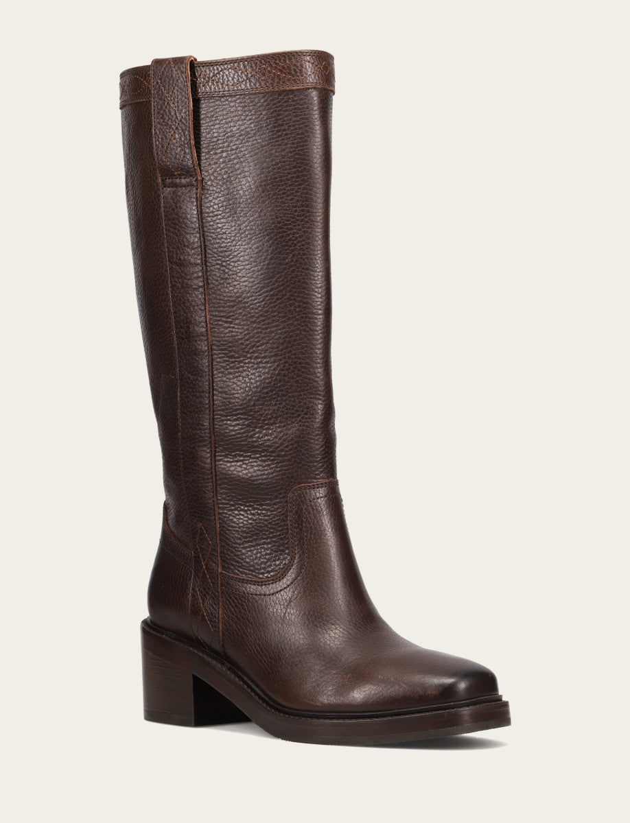 Women's Dark Brown Kate Pull On Wide Calf Tall Boots - Dark Brown