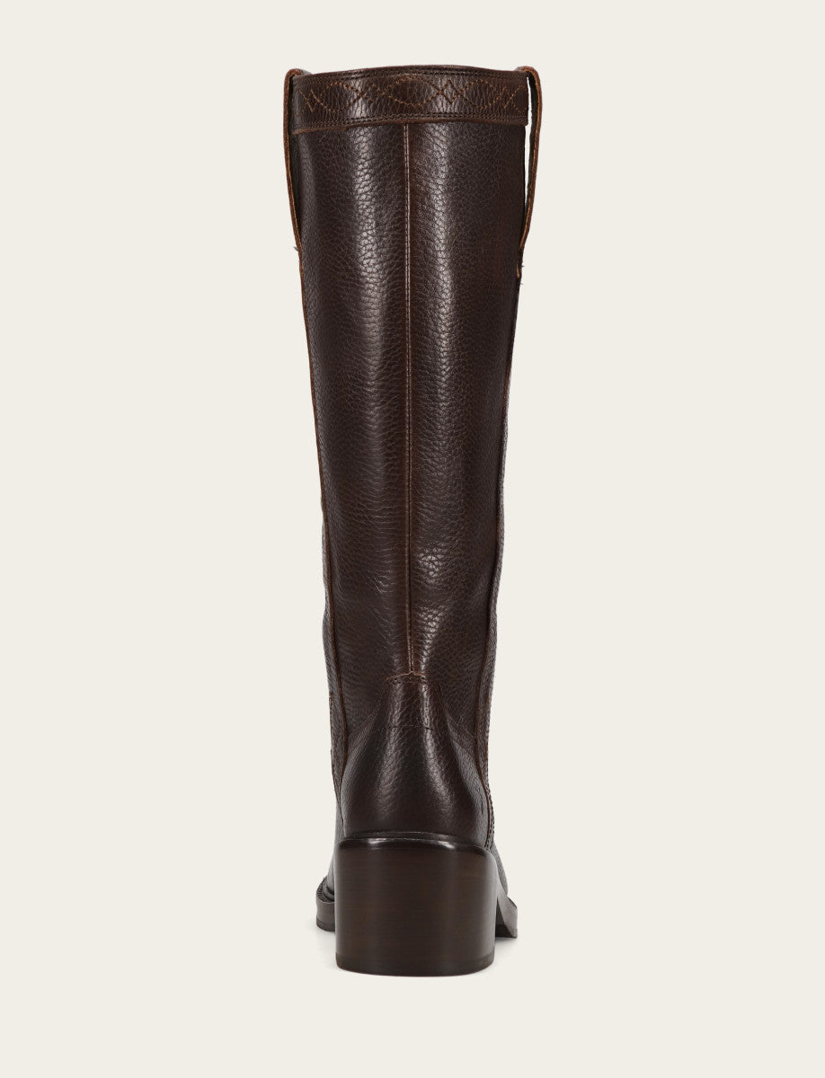 Women's Dark Brown Kate Pull On Wide Calf Tall Boots - Dark Brown
