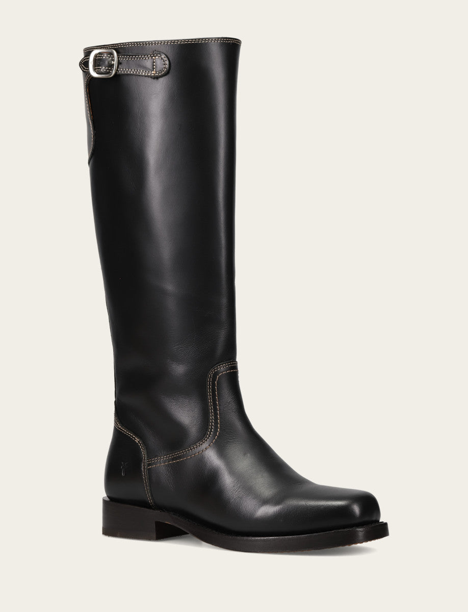 Women's Black Campus Low Heel Tall Riding Boot - Black