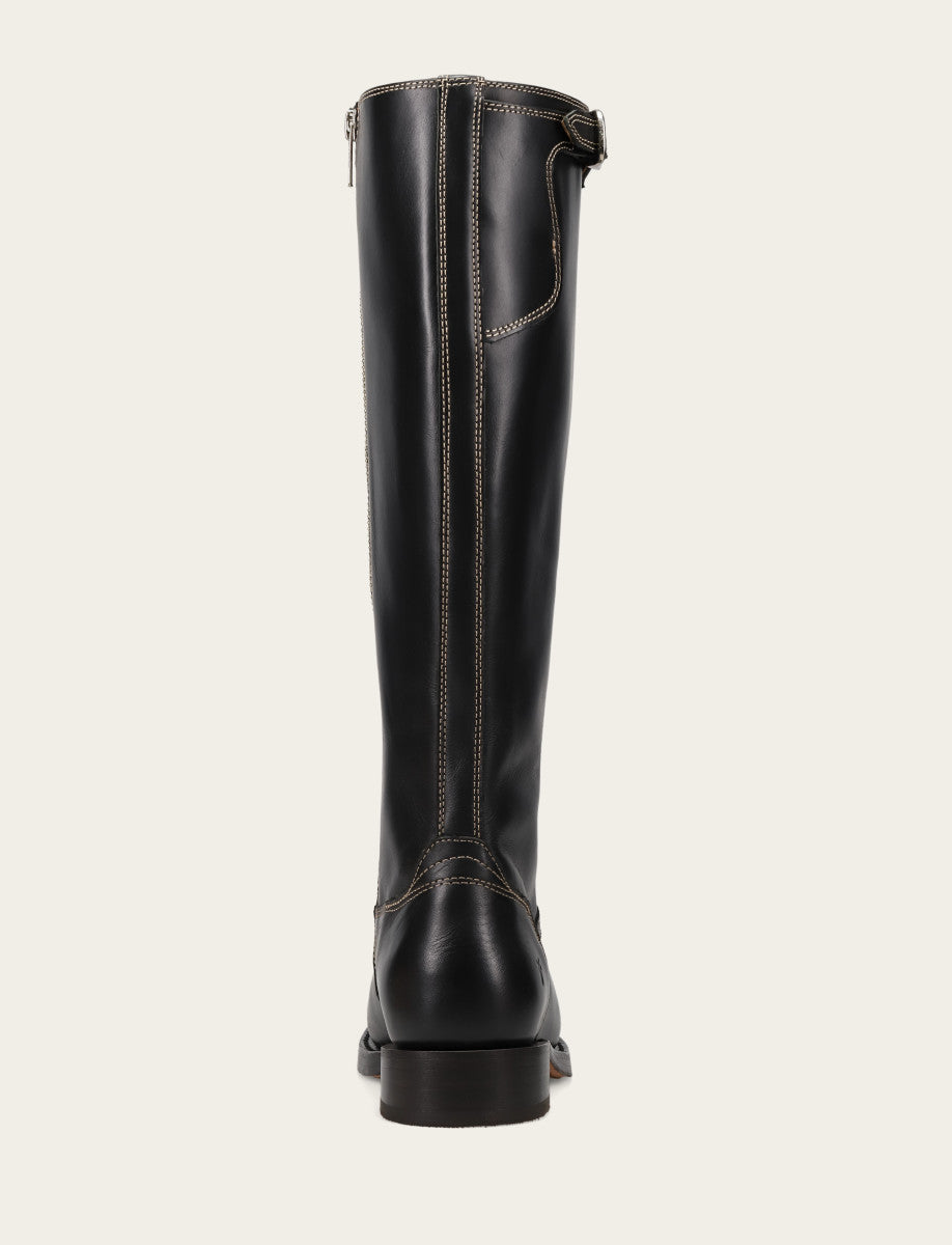 Women's Black Campus Low Heel Tall Riding Boot - Black