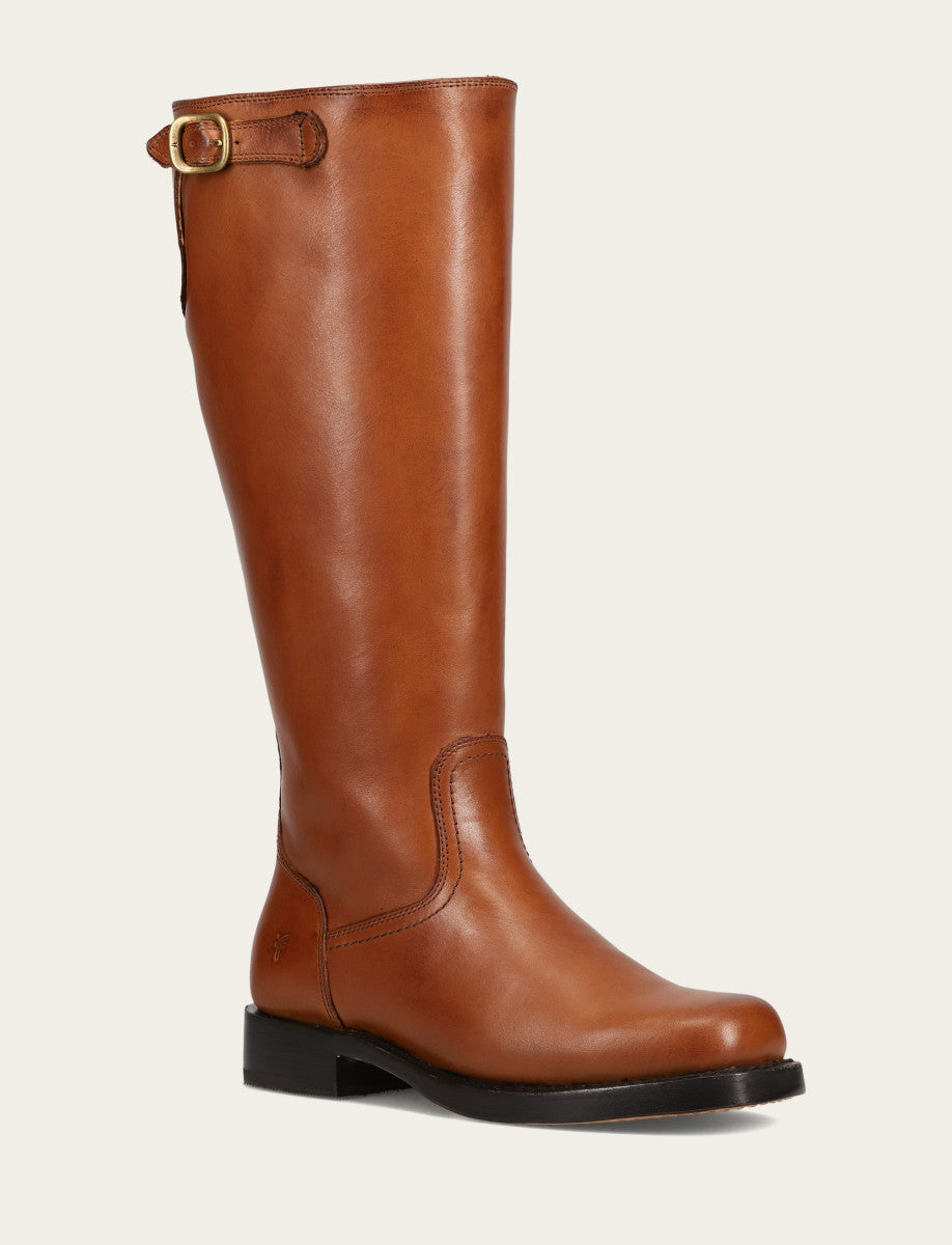 Women's Cognac Campus Low Heel Tall Riding Wide Calf Boot - Cognac