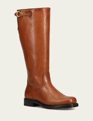 Women's Cognac Campus Low Heel Tall Riding Wide Calf Boot - Cognac