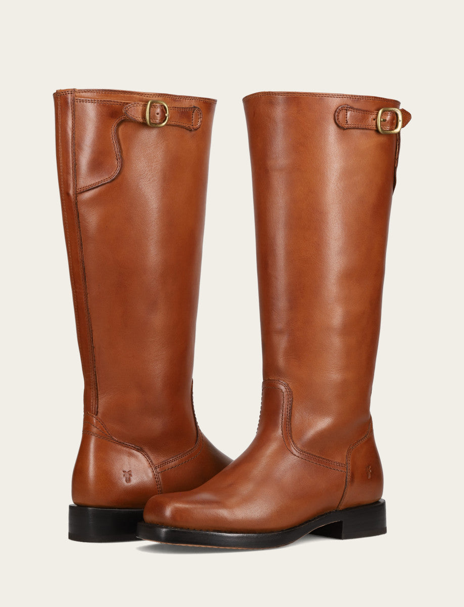Women's Cognac Campus Low Heel Tall Riding Wide Calf Boot - Cognac
